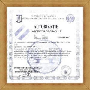 Autorizația ISC a laboratorului de încercări de gradul II